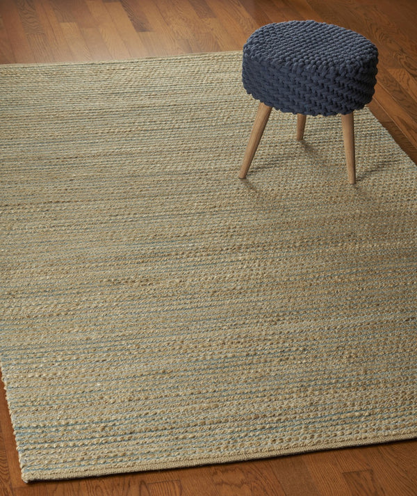 Homeroots 5' X 8' Tan And Blue Undertone Striated Area Rug  Jute 395181
