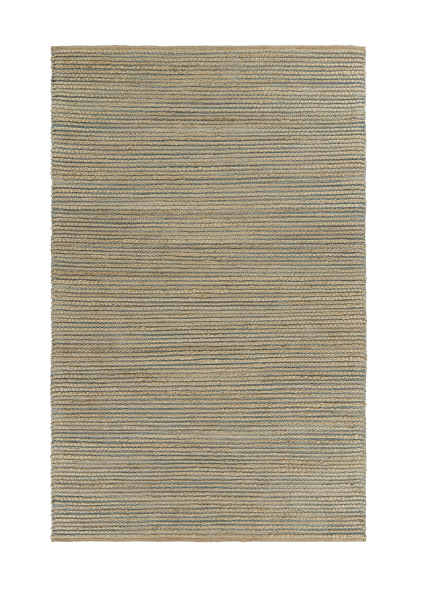 Homeroots 5' X 8' Tan And Blue Undertone Striated Area Rug  Jute 395181