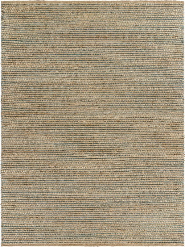 Homeroots 8' X 10' Tan And Blue Undertone Striated Area Rug  Jute 395182