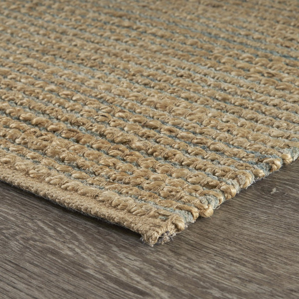 Homeroots 8' X 10' Tan And Blue Undertone Striated Area Rug  Jute 395182