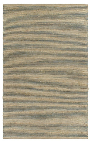 Homeroots 9' X 12' Tan And Blue Undertone Striated Area Rug  Jute 395183