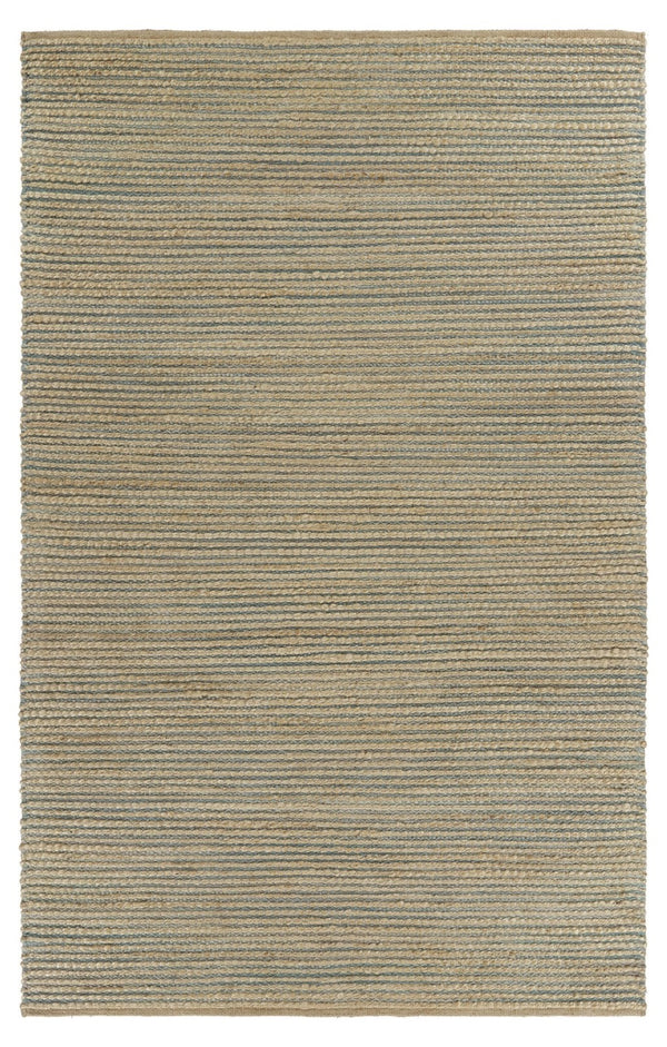 Homeroots 9' X 12' Tan And Blue Undertone Striated Area Rug  Jute 395183