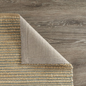 Homeroots 9' X 12' Tan And Blue Undertone Striated Area Rug  Jute 395183