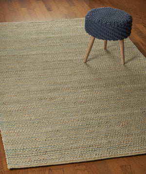 Homeroots 9' X 12' Tan And Blue Undertone Striated Area Rug  Jute 395183