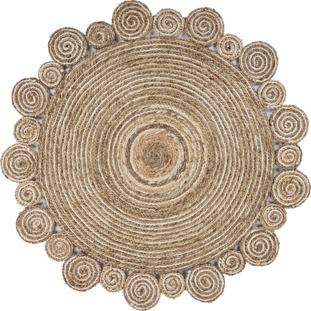 Homeroots 8’ Round Natural Coiled Area Rug  Jute 395185