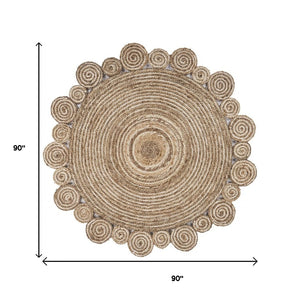 HomeRoots 8’ Natural Coiled Area Rug – Handcrafted Jute Spiral Design for Bohemian and Modern Home Decor 8' Round 395185