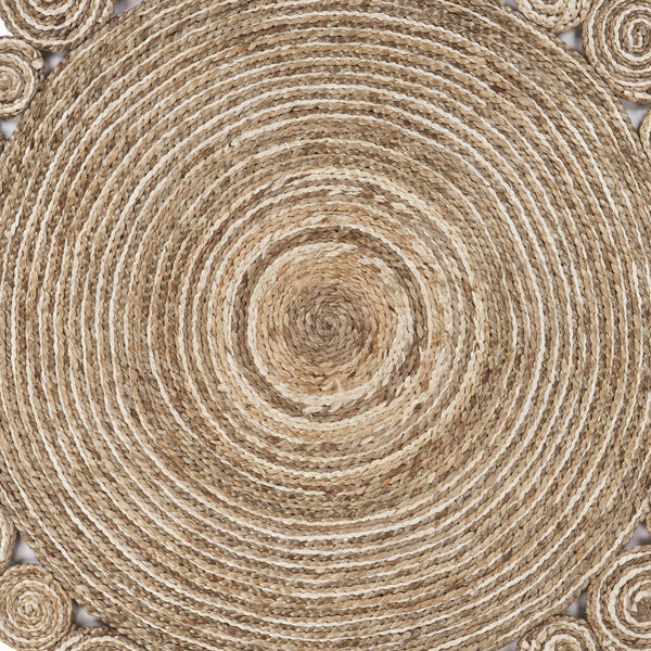 Homeroots 8’ Round Natural Coiled Area Rug  Jute 395185