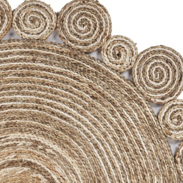 HomeRoots 8’ Natural Coiled Area Rug – Handcrafted Jute Spiral Design for Bohemian and Modern Home Decor 8' Round 395185