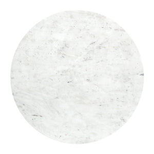 Homeroots 36" White And Antiqued Bronze Genuine Marble And Aluminum Round Coffee Table   395186