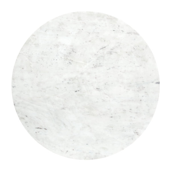 Homeroots 36" White And Antiqued Bronze Genuine Marble And Aluminum Round Coffee Table   395186