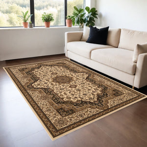 Homeroots 4' X 6' Black And Ivory Oriental Power Loom Area Rug  Olefin 395189