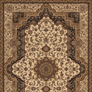 HomeRoots 4' Black and Ivory Oriental Area Rug - Elegant Design for High-Traffic Spaces, Easy Care, Durable Quality 4' X 6' 395189