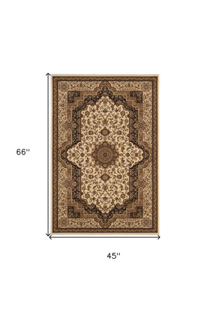 Homeroots 4' X 6' Black And Ivory Oriental Power Loom Area Rug  Olefin 395189