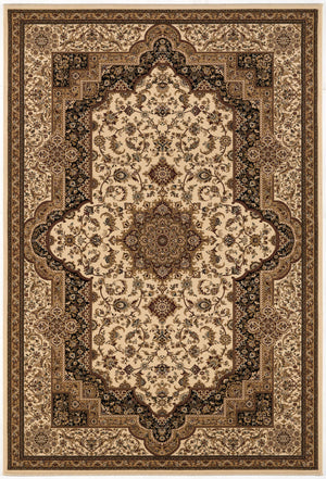 Homeroots 7' X 9' Black And Ivory Oriental Power Loom Area Rug  Olefin 395192