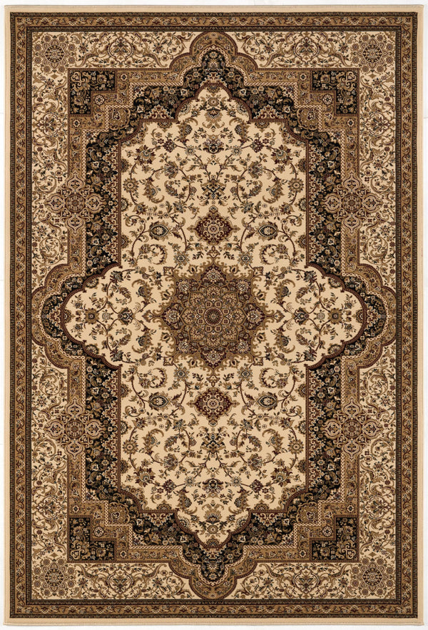 Homeroots 7' X 9' Black And Ivory Oriental Power Loom Area Rug  Olefin 395192
