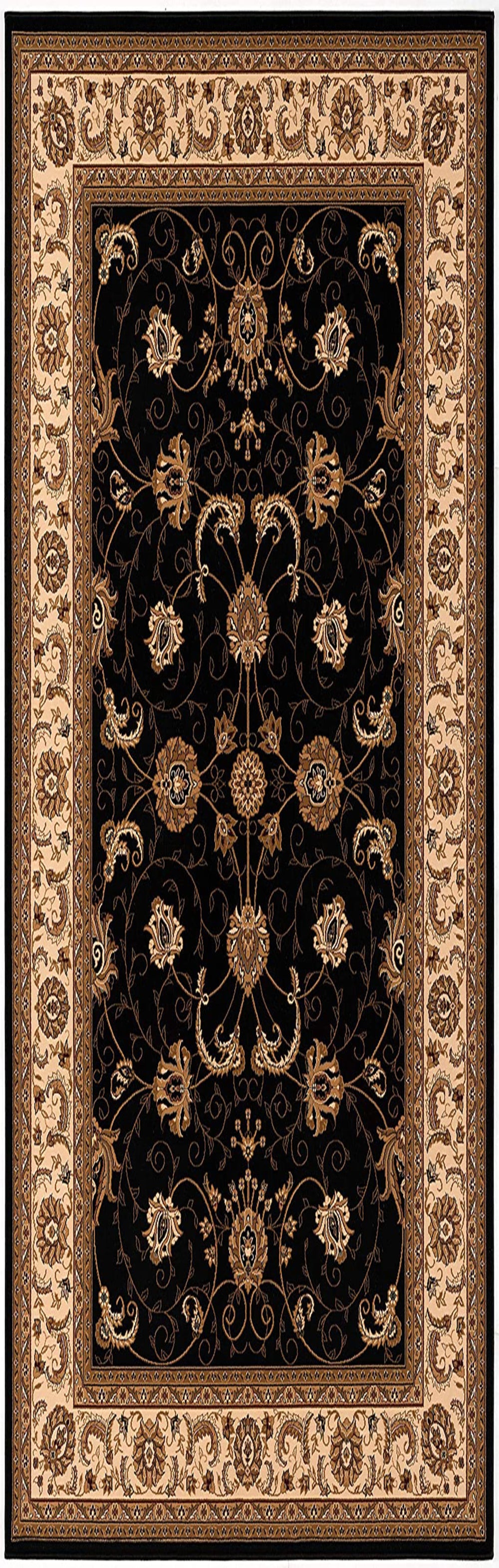 Homeroots 10' Runner Black And Ivory Oriental Power Loom Runner Rug  Olefin 395194