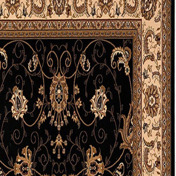 HomeRoots 10' Black and Ivory Oriental Runner Rug - Elegant Design for Hallways, Kitchens, and Entryways 2x10 395194