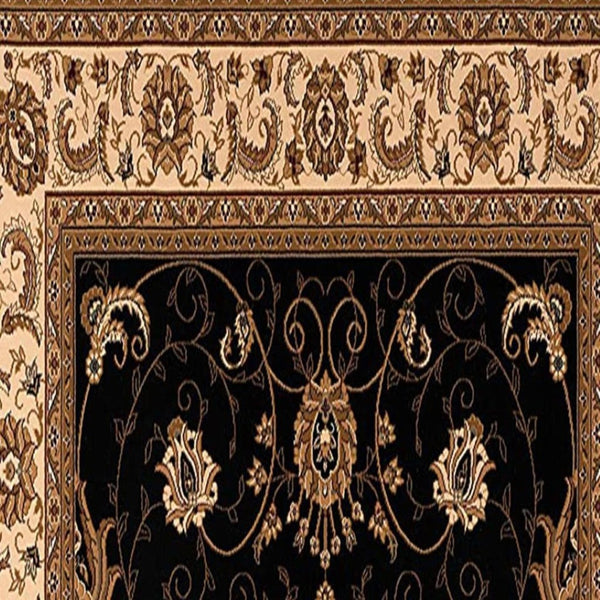 HomeRoots 10' Black and Ivory Oriental Runner Rug - Elegant Design for Hallways, Kitchens, and Entryways 2x13 395196