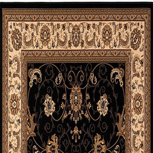 HomeRoots 10' Black and Ivory Oriental Runner Rug - Elegant Design for Hallways, Kitchens, and Entryways 2x13 395196
