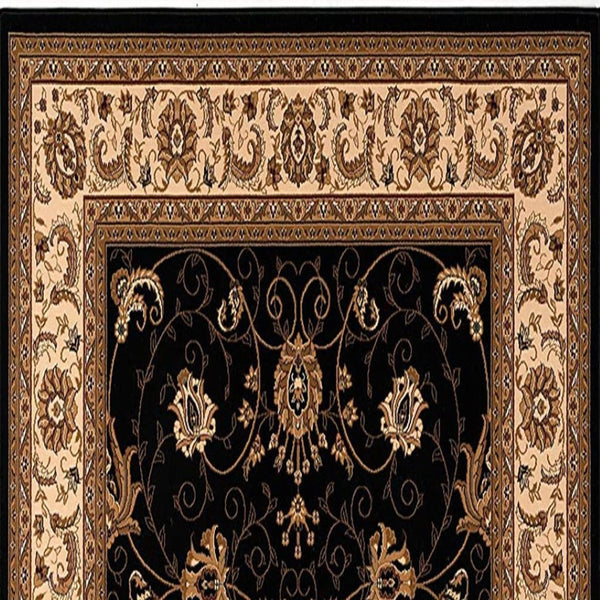 HomeRoots 10' Black and Ivory Oriental Runner Rug - Elegant Design for Hallways, Kitchens, and Entryways 2x13 395196