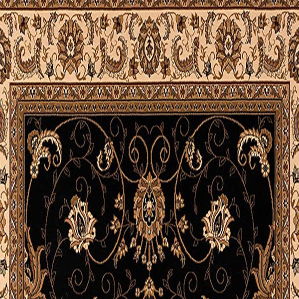 Homeroots 15' Runner Black And Ivory Oriental Power Loom Runner Rug  Olefin 395197