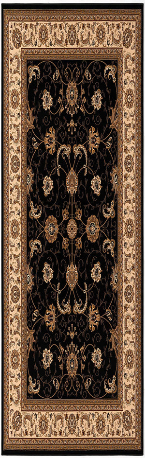 Homeroots 15' Runner Black And Ivory Oriental Power Loom Runner Rug  Olefin 395197