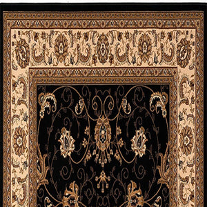 Homeroots 15' Runner Black And Ivory Oriental Power Loom Runner Rug  Olefin 395197