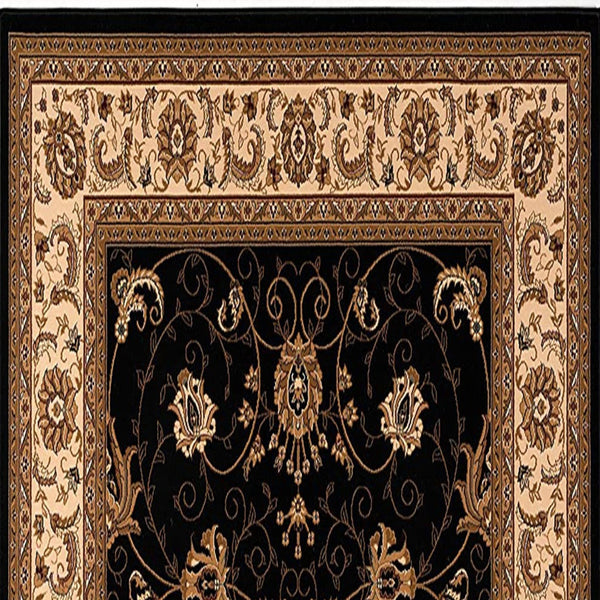Homeroots 15' Runner Black And Ivory Oriental Power Loom Runner Rug  Olefin 395197