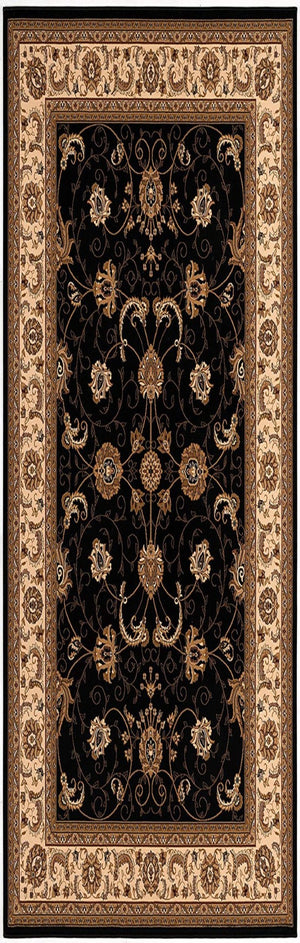 HomeRoots 10' Black and Ivory Oriental Runner Rug - Elegant Design for Hallways, Kitchens, and Entryways 2x20 395198
