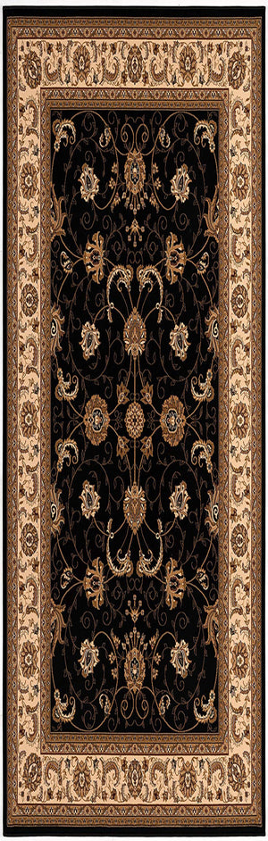 Homeroots 8' Runner Black And Ivory Oriental Power Loom Runner Rug  Olefin 395202