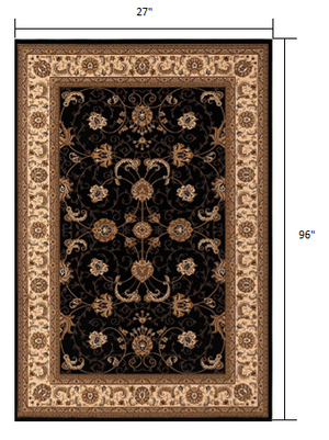 Homeroots 8' Runner Black And Ivory Oriental Power Loom Runner Rug  Olefin 395202