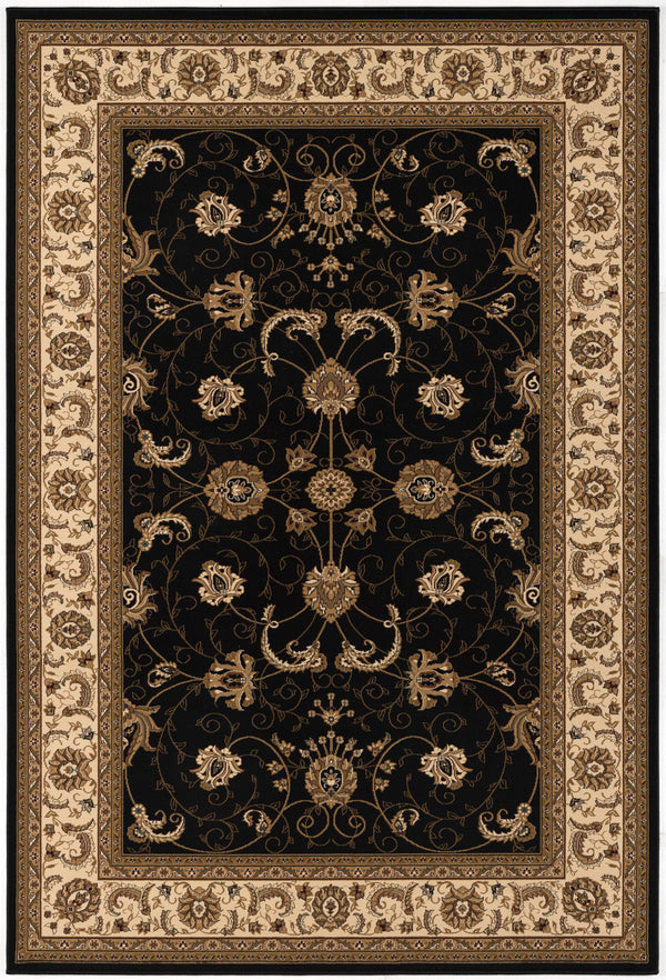Homeroots 4' X 6' Black And Ivory Oriental Power Loom Area Rug  Olefin 395211