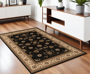 Homeroots 4' X 6' Black And Ivory Oriental Power Loom Area Rug  Olefin 395211