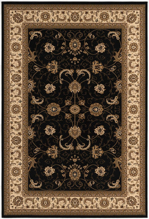 HomeRoots 10' Black and Ivory Oriental Runner Rug - Elegant Design for Hallways, Kitchens, and Entryways 4x6 395211