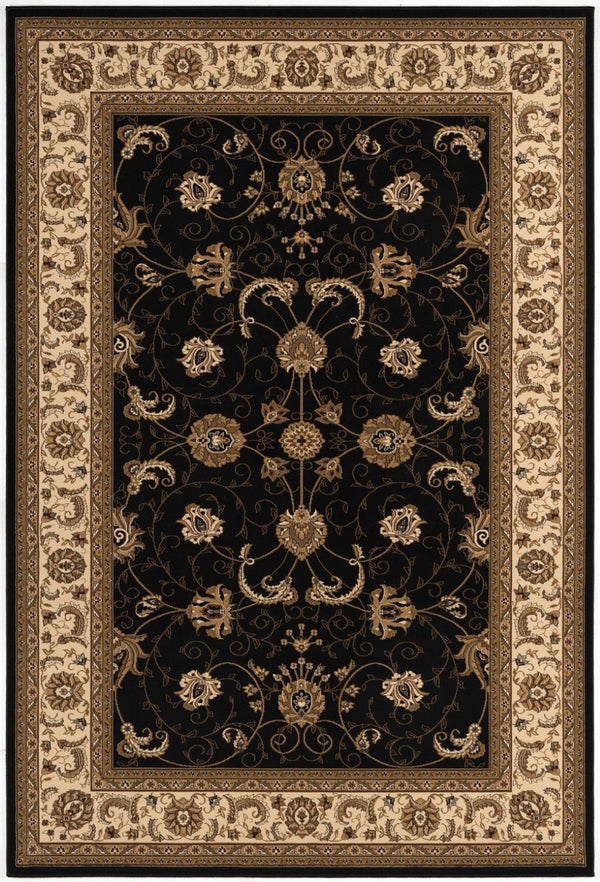 HomeRoots 10' Black and Ivory Oriental Runner Rug - Elegant Design for Hallways, Kitchens, and Entryways 4x6 395211