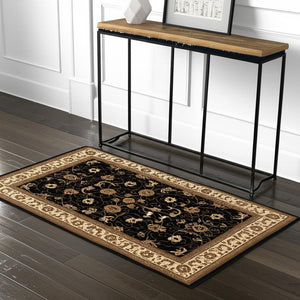 HomeRoots 10' Black and Ivory Oriental Runner Rug - Elegant Design for Hallways, Kitchens, and Entryways 4x6 395211
