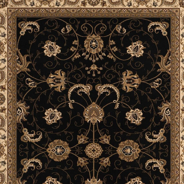 HomeRoots 10' Black and Ivory Oriental Runner Rug - Elegant Design for Hallways, Kitchens, and Entryways 4x6 395211