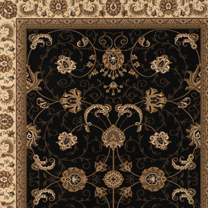 HomeRoots 10' Black and Ivory Oriental Runner Rug - Elegant Design for Hallways, Kitchens, and Entryways 5x8 395213
