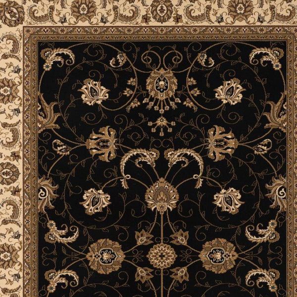 HomeRoots 10' Black and Ivory Oriental Runner Rug - Elegant Design for Hallways, Kitchens, and Entryways 5x8 395213