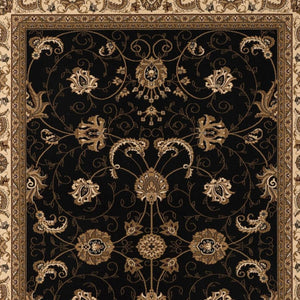 HomeRoots 10' Black and Ivory Oriental Runner Rug - Elegant Design for Hallways, Kitchens, and Entryways 5x8 395213