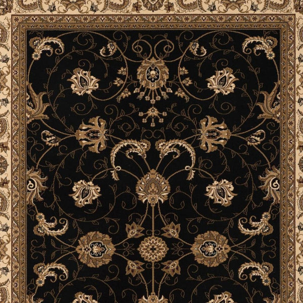 HomeRoots 10' Black and Ivory Oriental Runner Rug - Elegant Design for Hallways, Kitchens, and Entryways 5x8 395213