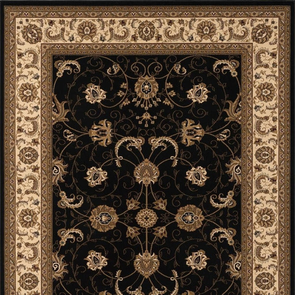 HomeRoots 10' Black and Ivory Oriental Runner Rug - Elegant Design for Hallways, Kitchens, and Entryways 5x8 395213