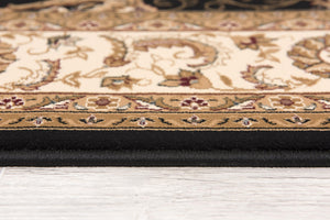 Homeroots 7' X 9' Black And Ivory Oriental Power Loom Area Rug  Olefin 395214