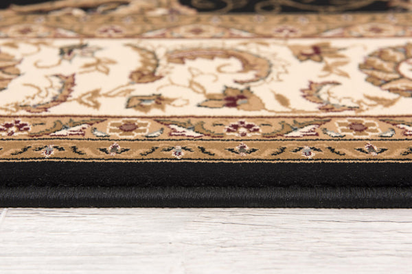 Homeroots 7' X 9' Black And Ivory Oriental Power Loom Area Rug  Olefin 395214