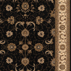 HomeRoots 10' Black and Ivory Oriental Runner Rug - Elegant Design for Hallways, Kitchens, and Entryways 7x10 395214