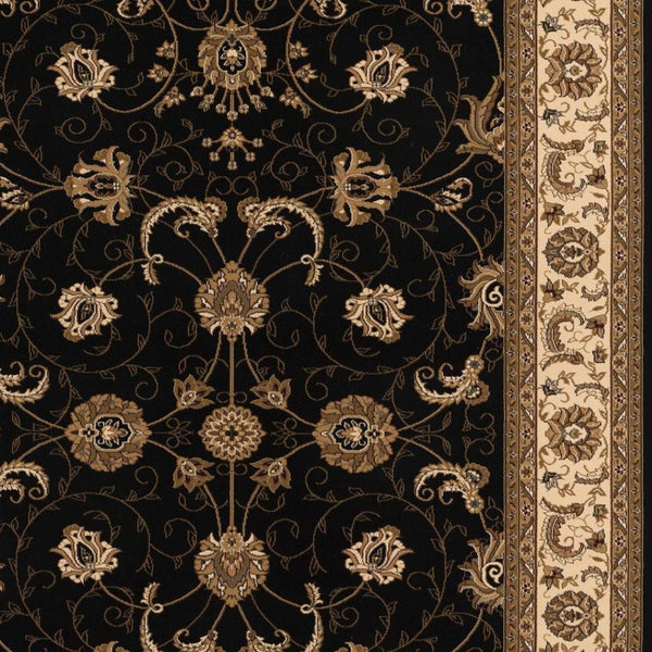 HomeRoots 10' Black and Ivory Oriental Runner Rug - Elegant Design for Hallways, Kitchens, and Entryways 7x10 395214