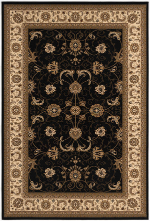 Homeroots 7' X 9' Black And Ivory Oriental Power Loom Area Rug  Olefin 395214