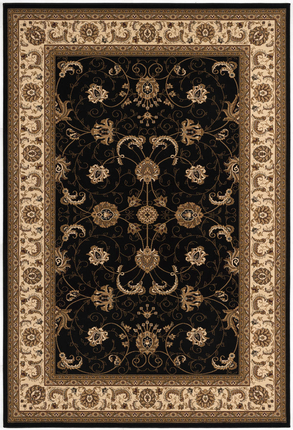 Homeroots 7' X 9' Black And Ivory Oriental Power Loom Area Rug  Olefin 395214
