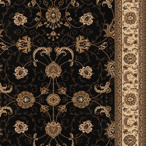 HomeRoots 10' Black and Ivory Oriental Runner Rug - Elegant Design for Hallways, Kitchens, and Entryways 8x11 395215