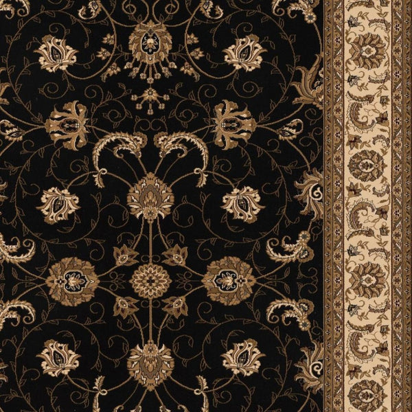 HomeRoots 10' Black and Ivory Oriental Runner Rug - Elegant Design for Hallways, Kitchens, and Entryways 8x11 395215